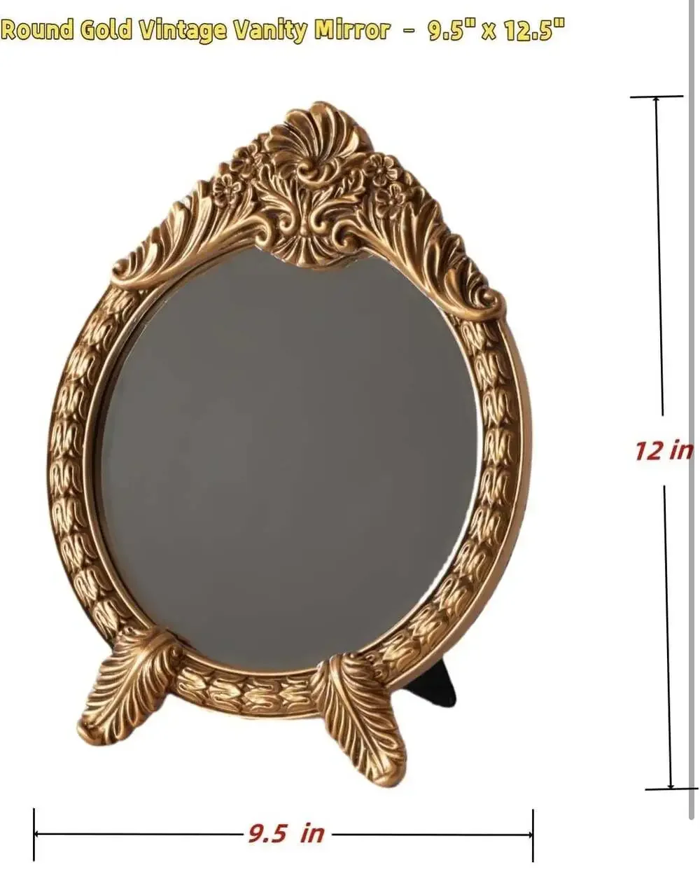 HSDDHOME Small Vintage Round Gold Vanity Mirror – 9.5